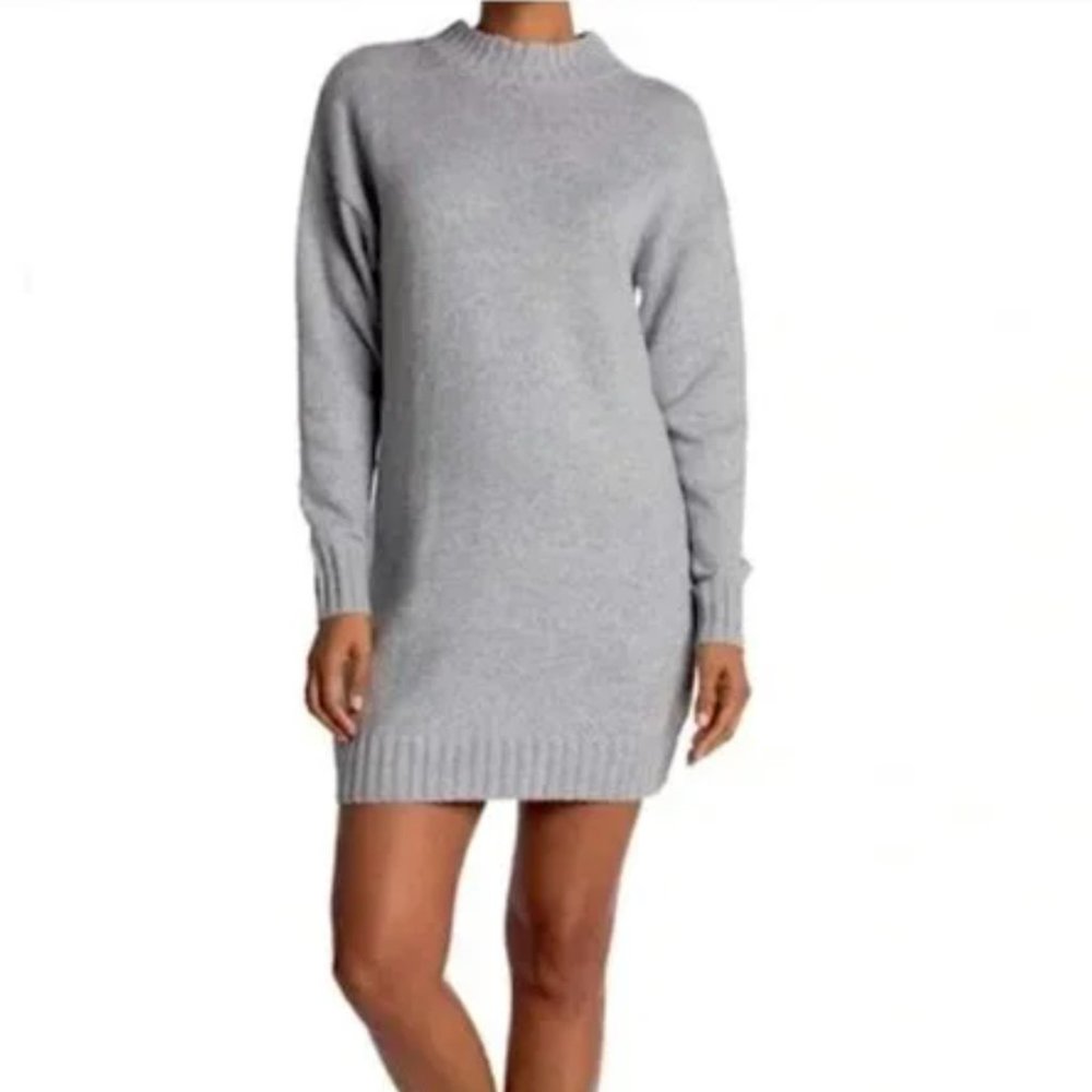Abound Mock Turtle Neck Sweater Dress Heather Grey